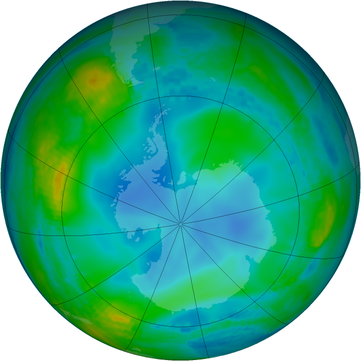 Antarctic ozone map for 15 June 2003